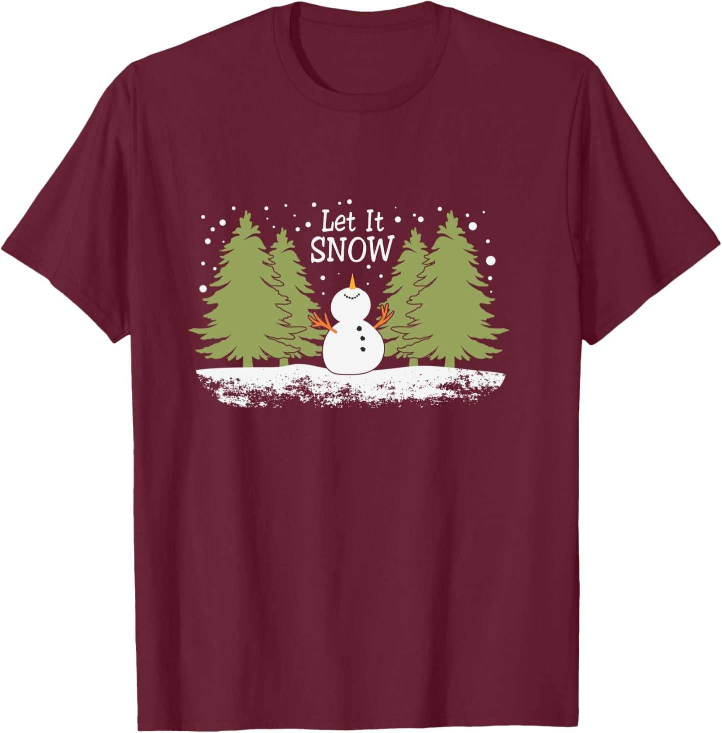 Christmas let it snow snowman winnter xmas apparel T-Shirt - T-Shirt | Maroon