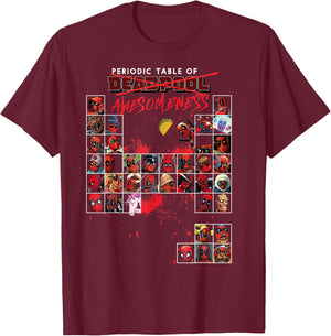 Marvel Deadpool Periodic Table of Awesomeness Small T-Shirt - T-Shirt | Maroon