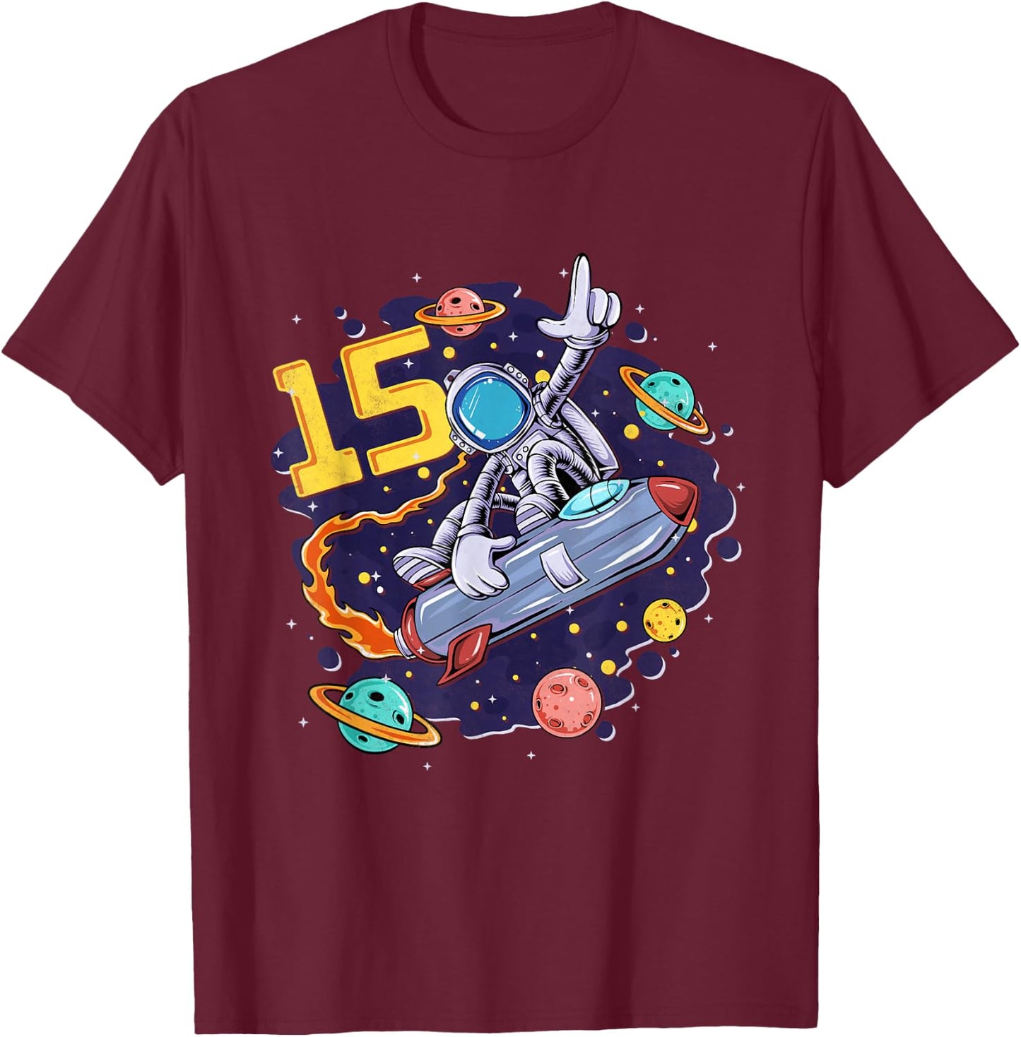 15 Years Old Space Shuttle Astronaut 15th Birthday T-Shirt - T-Shirt | Maroon