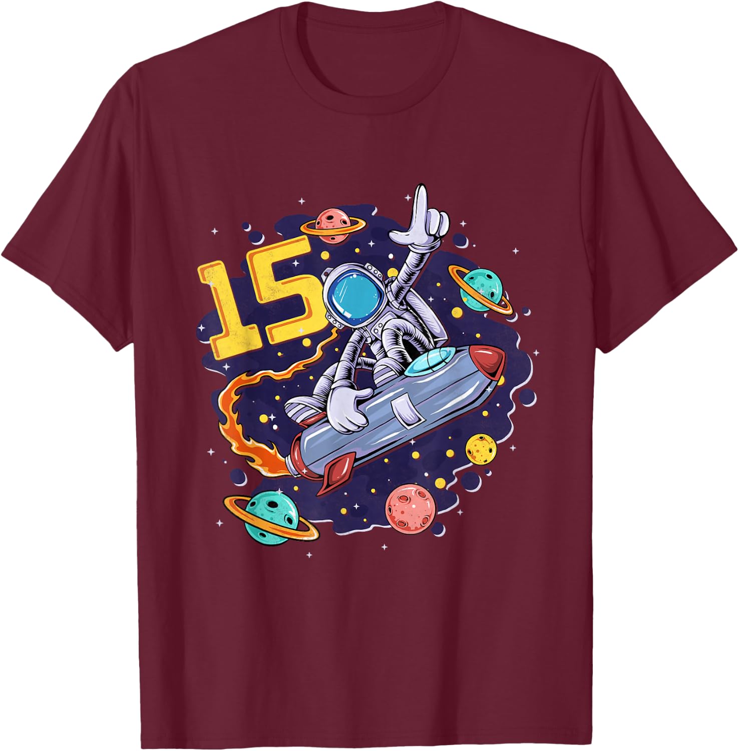 15 Years Old Space Shuttle Astronaut 15th Birthday T-Shirt - T-Shirt | Maroon