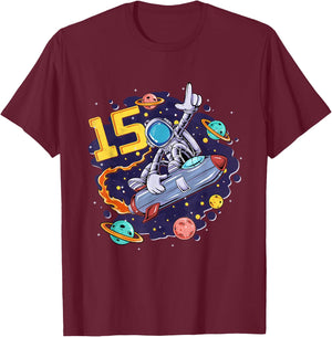 15 Years Old Space Shuttle Astronaut 15th Birthday T-Shirt - T-Shirt | Maroon