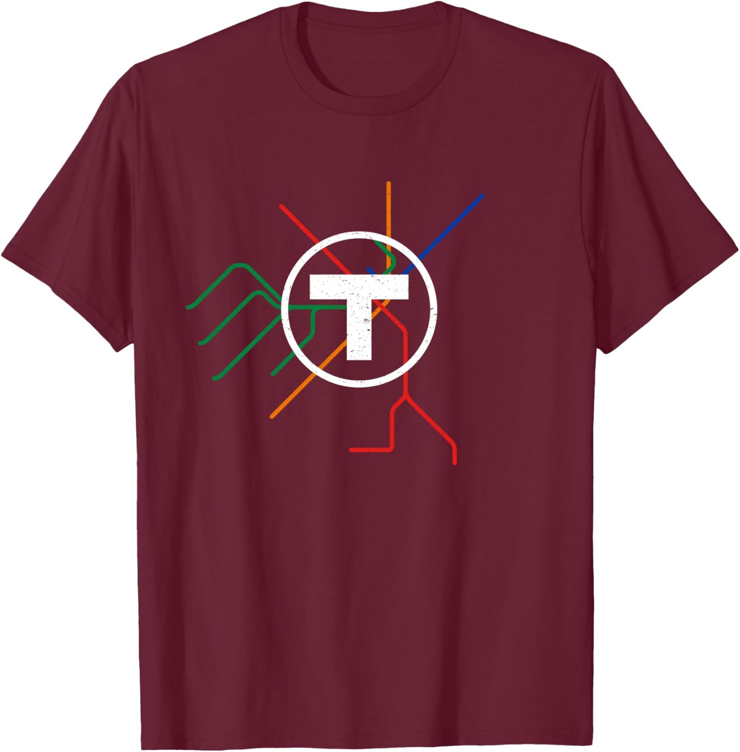 Boston T Subway Map Vintage MBTA T-Shirt - T-Shirt | Maroon
