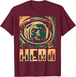 Yuri Gagarin Cosmonaut Astronaut First Space Soviet Union T-Shirt - T-Shirt | Maroon