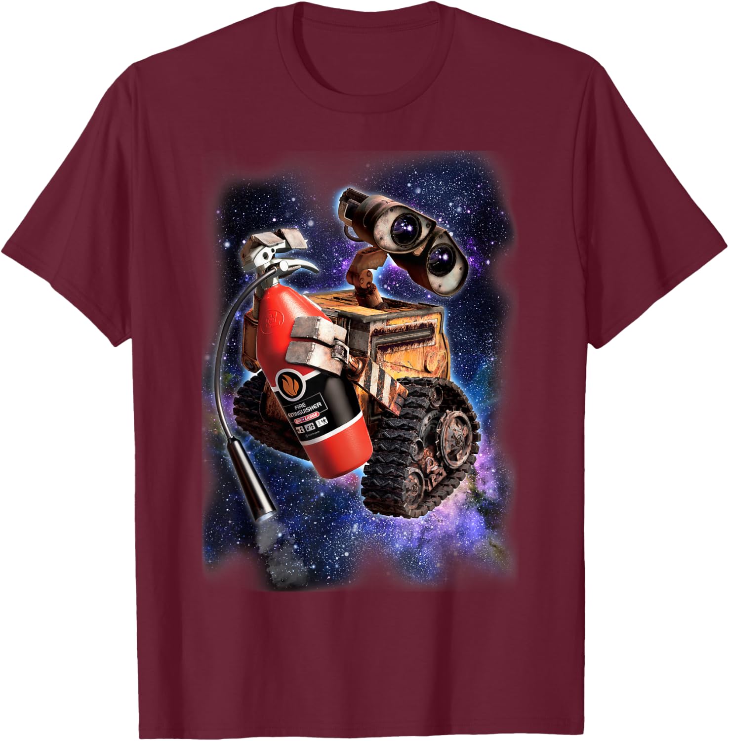 Disney Pixar Wall-E Fire Extinguisher Space Portrait T-Shirt - T-Shirt | Maroon