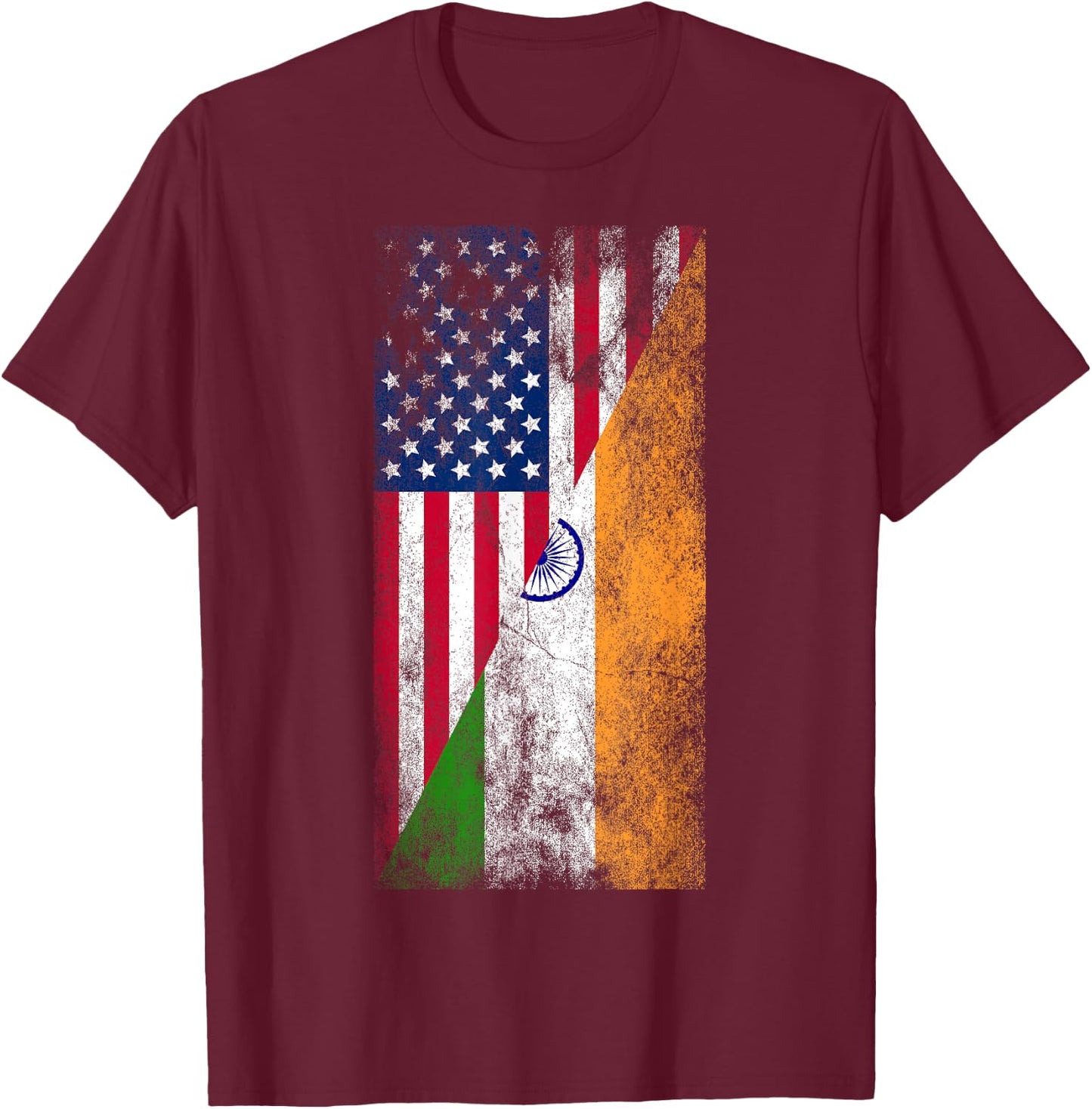 USA & India Flags - United States of America, Indian T-Shirt - T-Shirt | Maroon