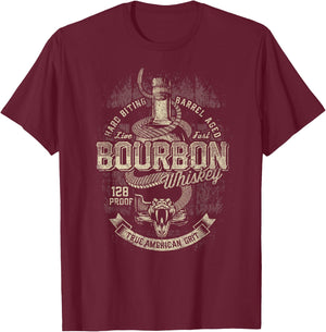 Bourbon Whiskey True American Grit Snake T-Shirt - T-Shirt | Maroon