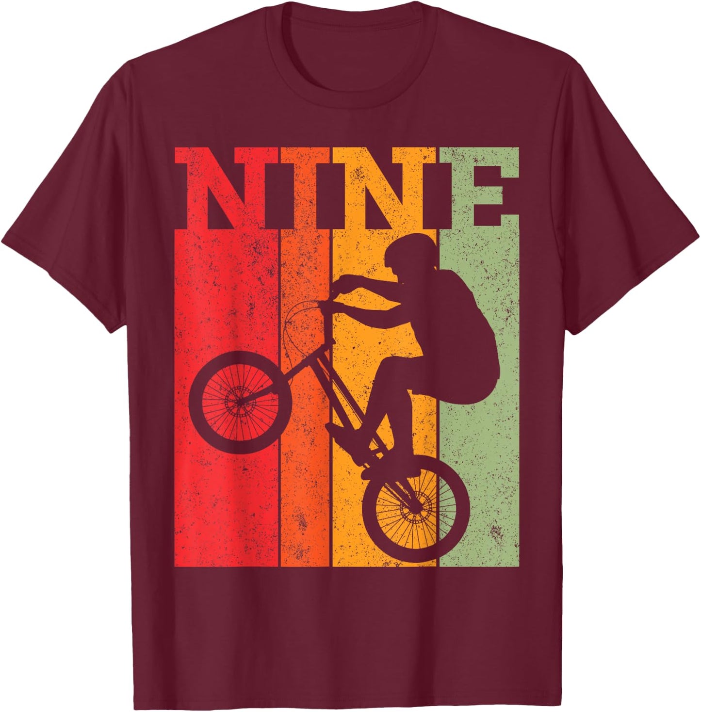 9th Birthday Boys 9 Year Old Nine BMX Bike racing bicycle T-Shirt - T-Shirt | Maroon