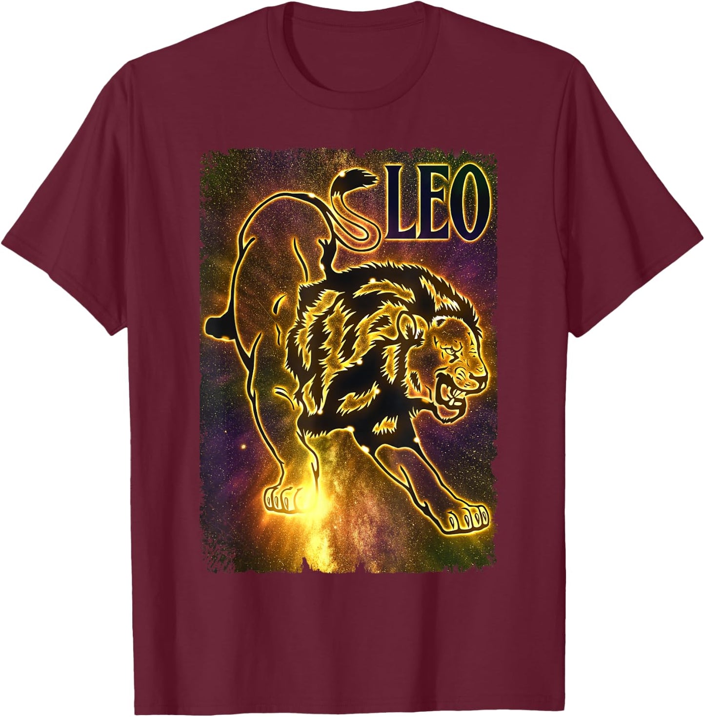 Lion Zodiac Sign Lion Birthday July August T-Shirt - T-Shirt | Maroon
