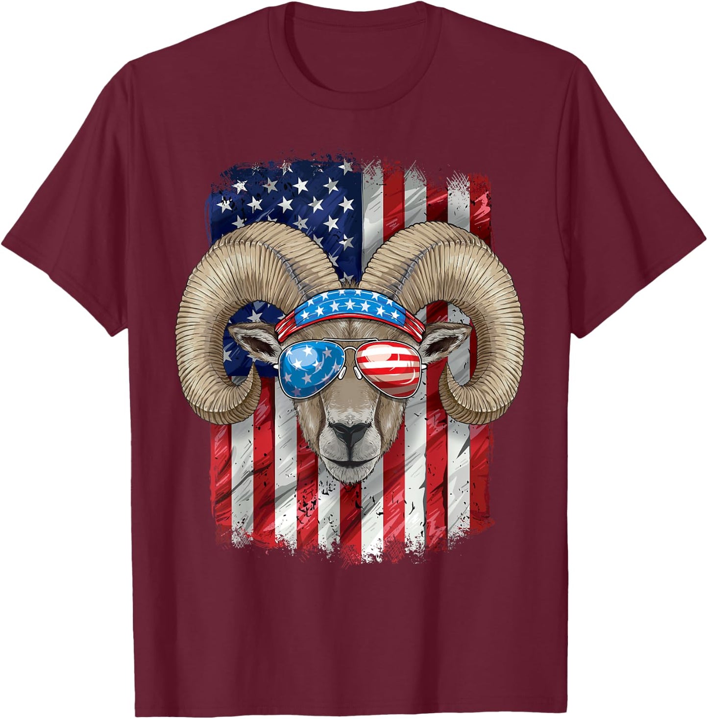 4th of July Shirt Men Boys Women Farmers Ram USA Flag T-Shirt - T-Shirt | Maroon