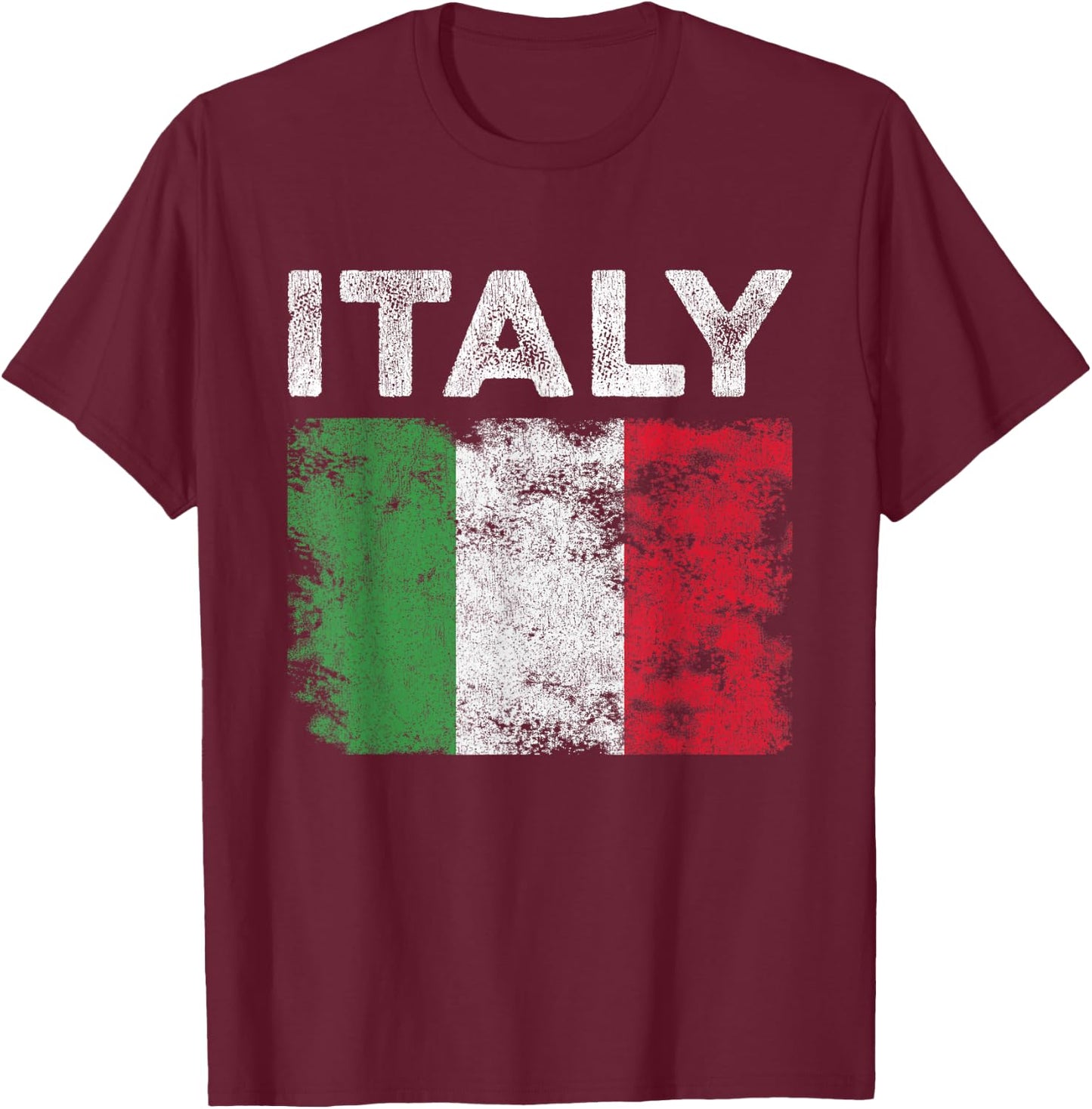 Italy Flag Distressed - Men Women Kids - Italian Flag T-Shirt - T-Shirt | Maroon