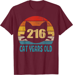 216 Cat Years Old Shirt Retro 50th Birthday Gift Cat Lovers T-Shirt - T-Shirt | Maroon