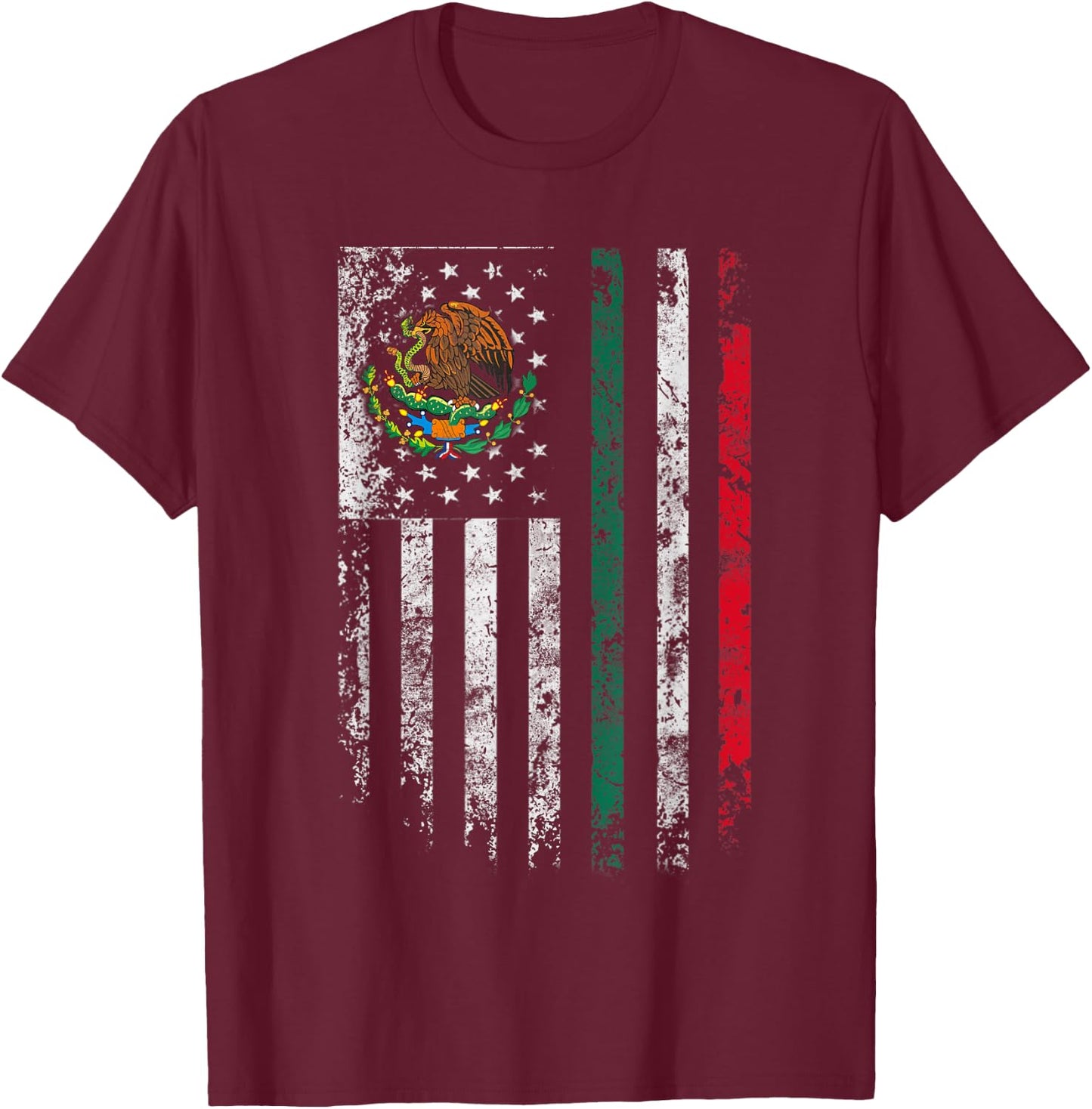 Mexico Flag Shirt Gift 4th Of July USA American Mexican Flag Women Kids Men T-Shirt - T-Shirt | Maroon