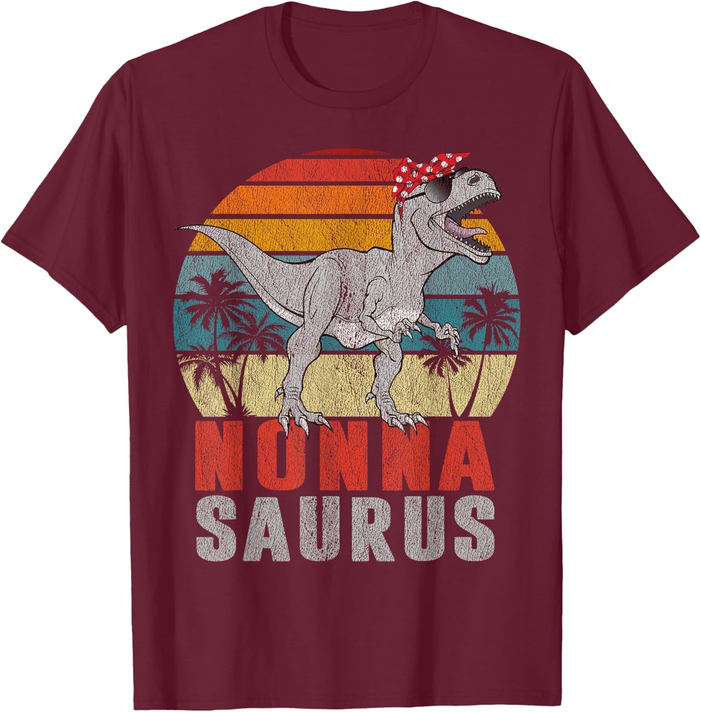 Nonnasaurus T Rex Dinosaur Nonna Saurus Family Matching T-Shirt - T-Shirt | Maroon