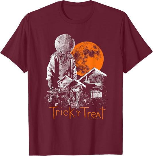 Trick 'r Treat Sam House and Moon T-Shirt - T-Shirt | Maroon