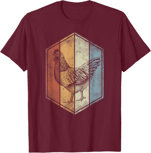 Chicken Retro Vintage Style Farmer Chicken Lover T-Shirt - T-Shirt | Maroon
