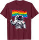 Funny Astronaut Rainbow Flag Space Lgbtq Gay Pride Ally T-Shirt - T-Shirt | Maroon