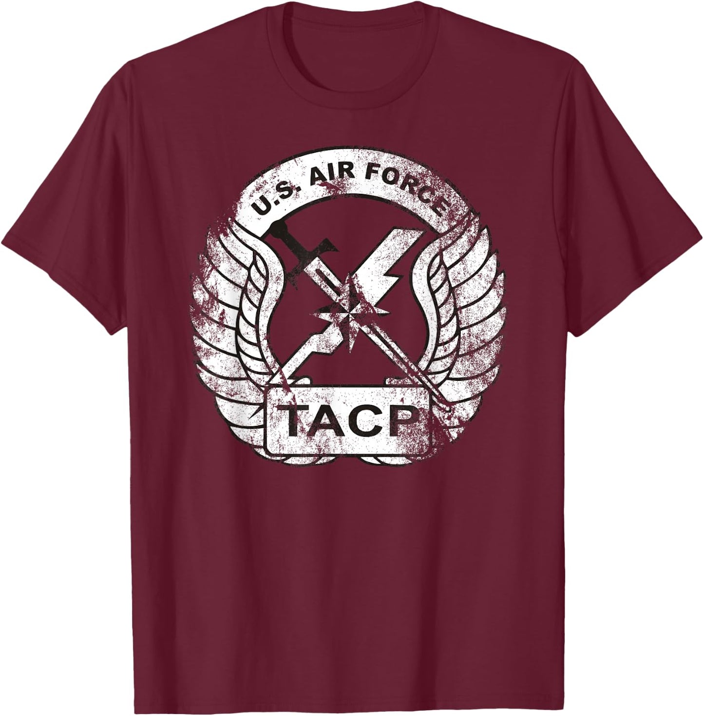 US Air Force Tactical Air Control Party (TACP) Cn Distressed T-Shirt - T-Shirt | Maroon