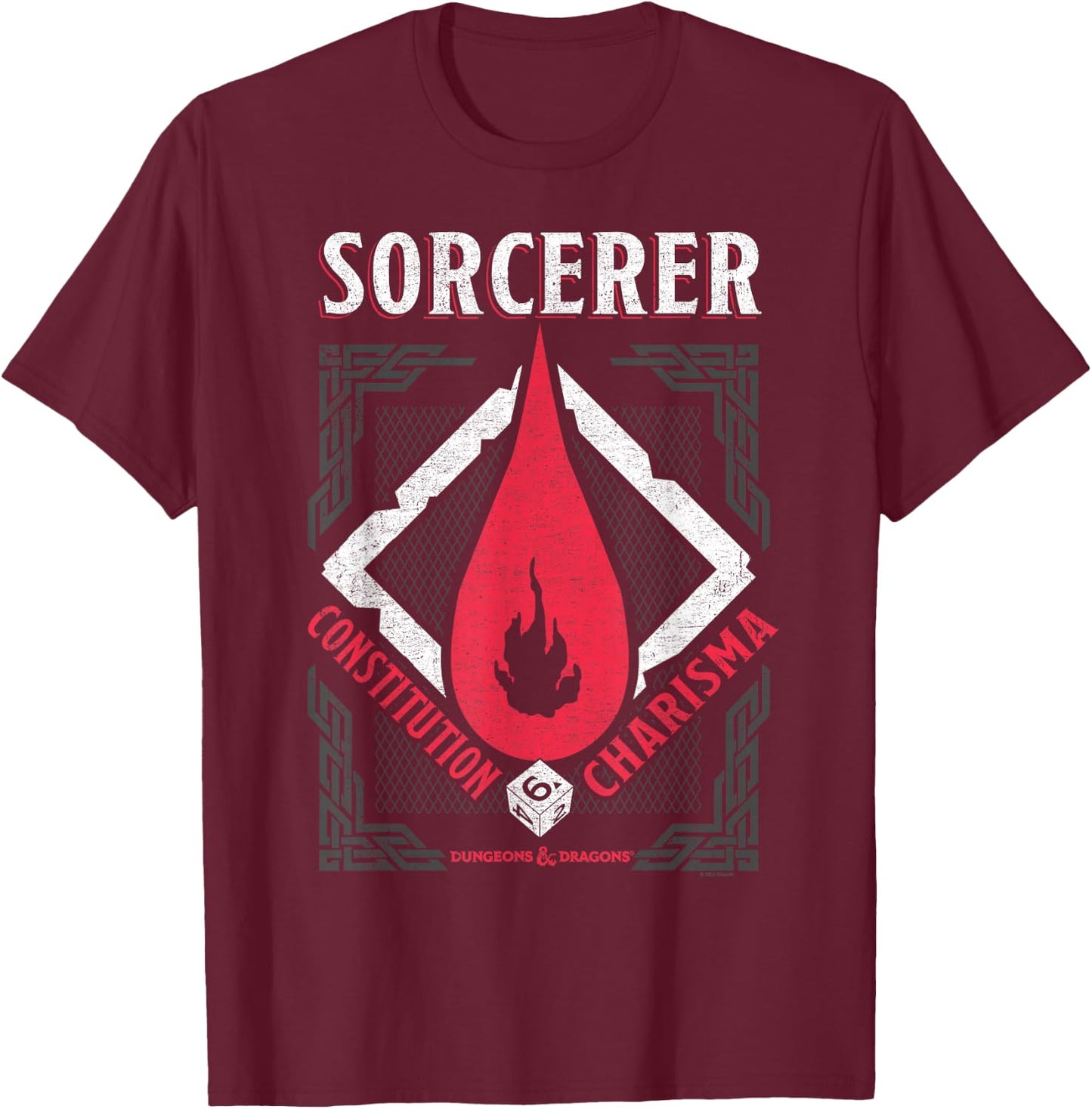 Dungeons & Dragons Sorcerer Constitution & Charisma T-Shirt - T-Shirt | Maroon