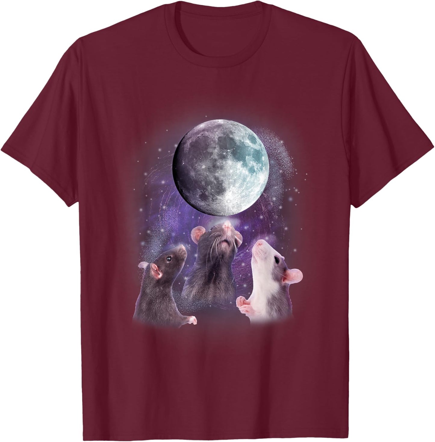 Rats Howling at the Moon Shirt - Funny Rat T-Shirt - T-Shirt | Maroon