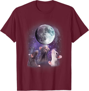 Rats Howling at the Moon Shirt - Funny Rat T-Shirt - T-Shirt | Maroon