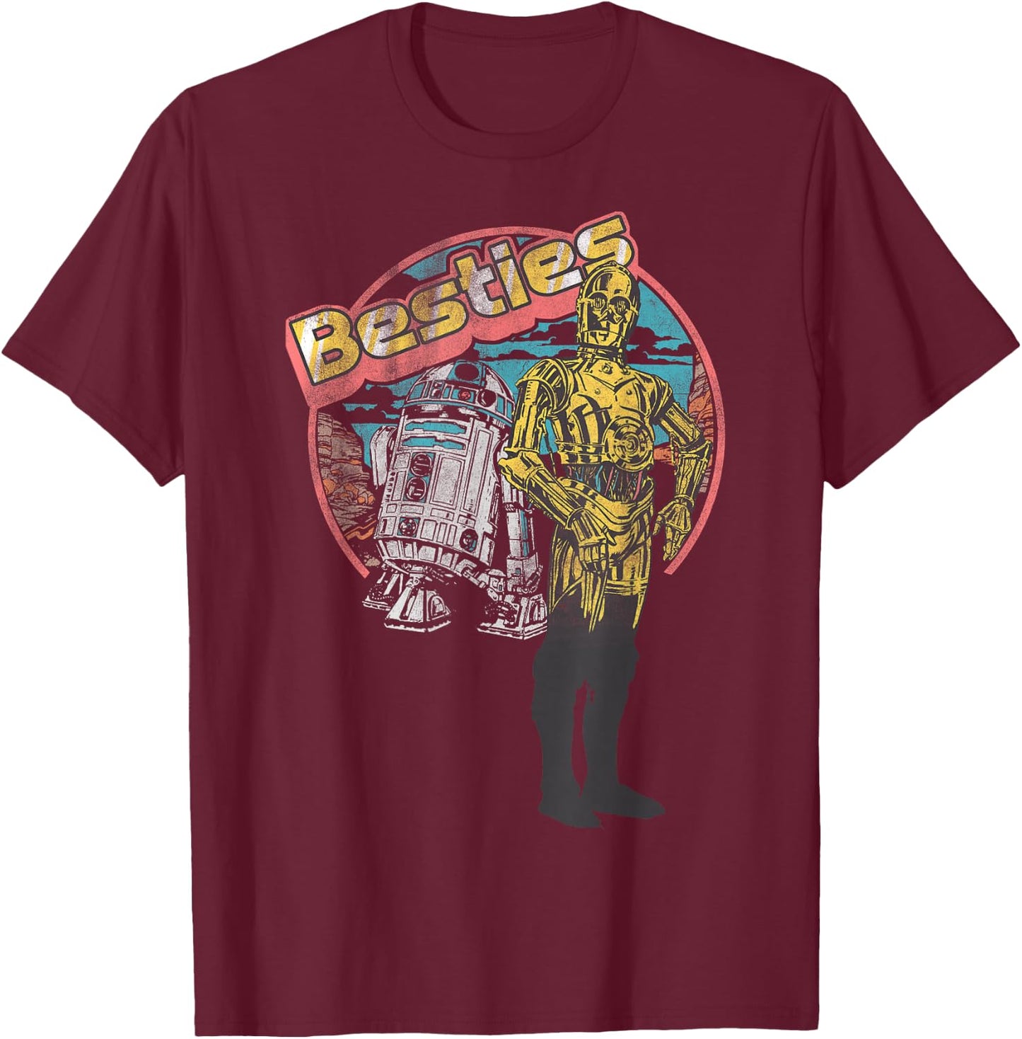 Star Wars R2-D2 C-3PO Besties Portrait T-Shirt - T-Shirt | Maroon