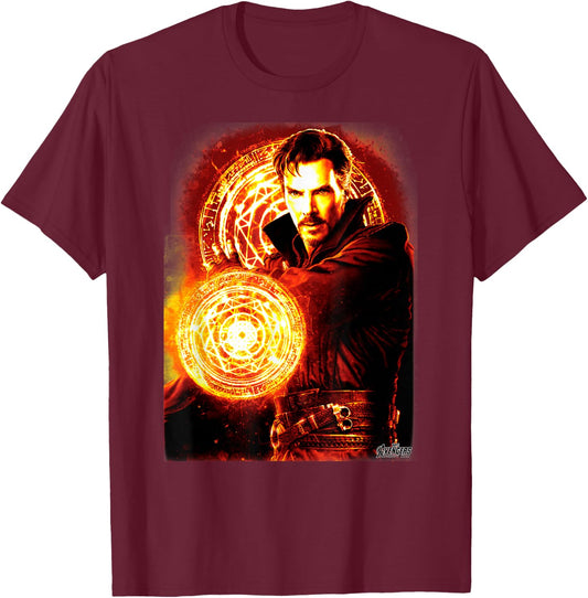 Marvel Infinity War Dr. Strange Fire Symbol Graphic T-Shirt - T-Shirt | Maroon
