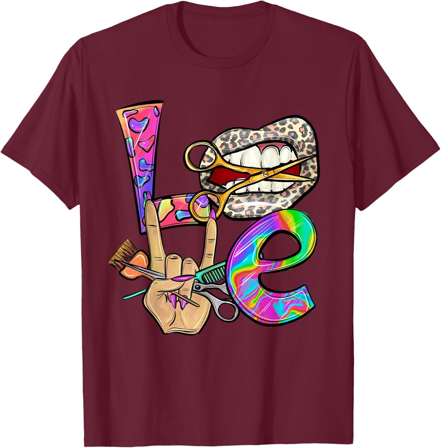 Funny Hair Hustler Hairdresser Salon & Hairstylist Stylist T-Shirt - T-Shirt | Maroon