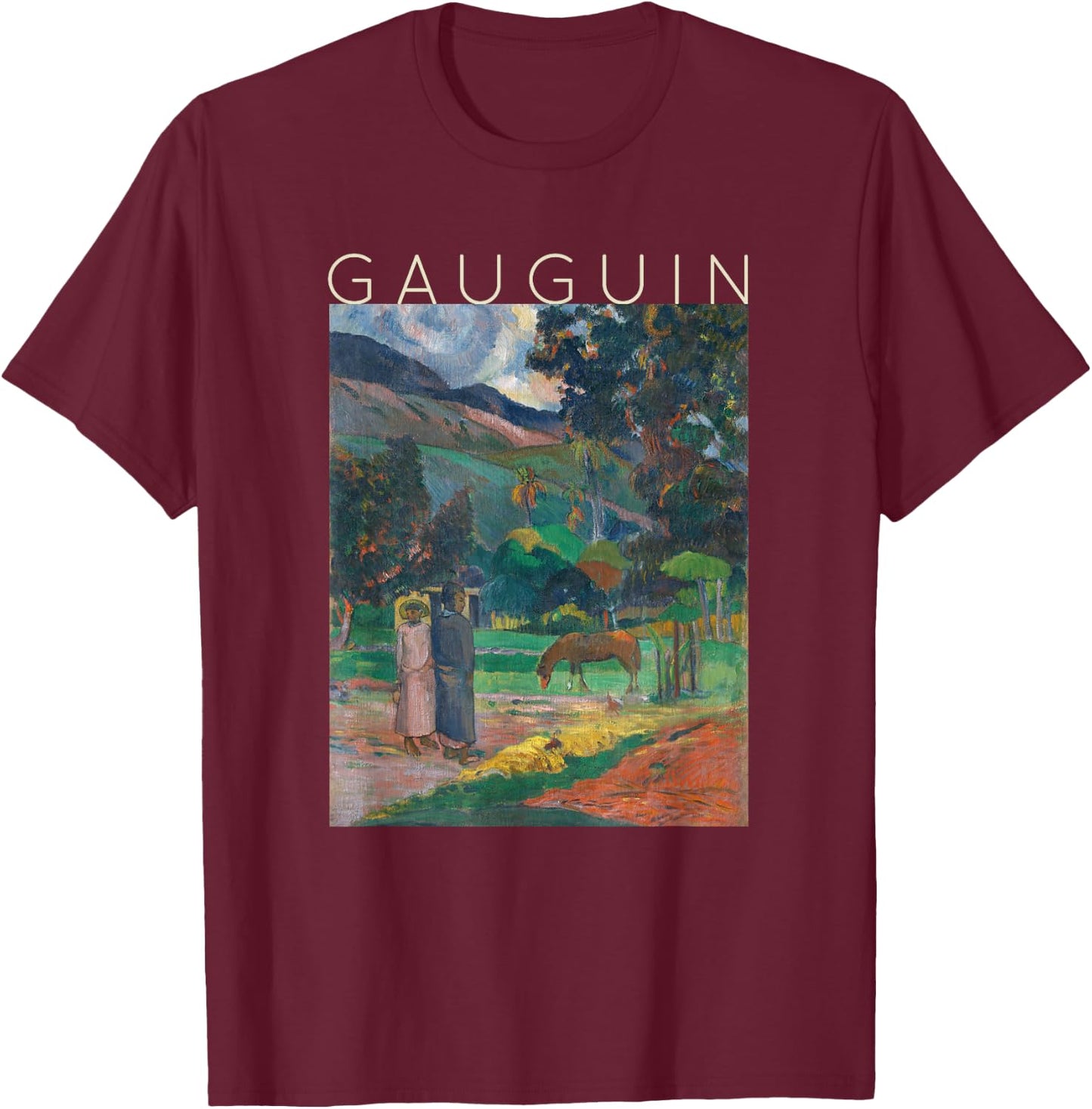 Paul Gauguin - Tahitian Landscape - French Polynesia T-Shirt - T-Shirt | Maroon