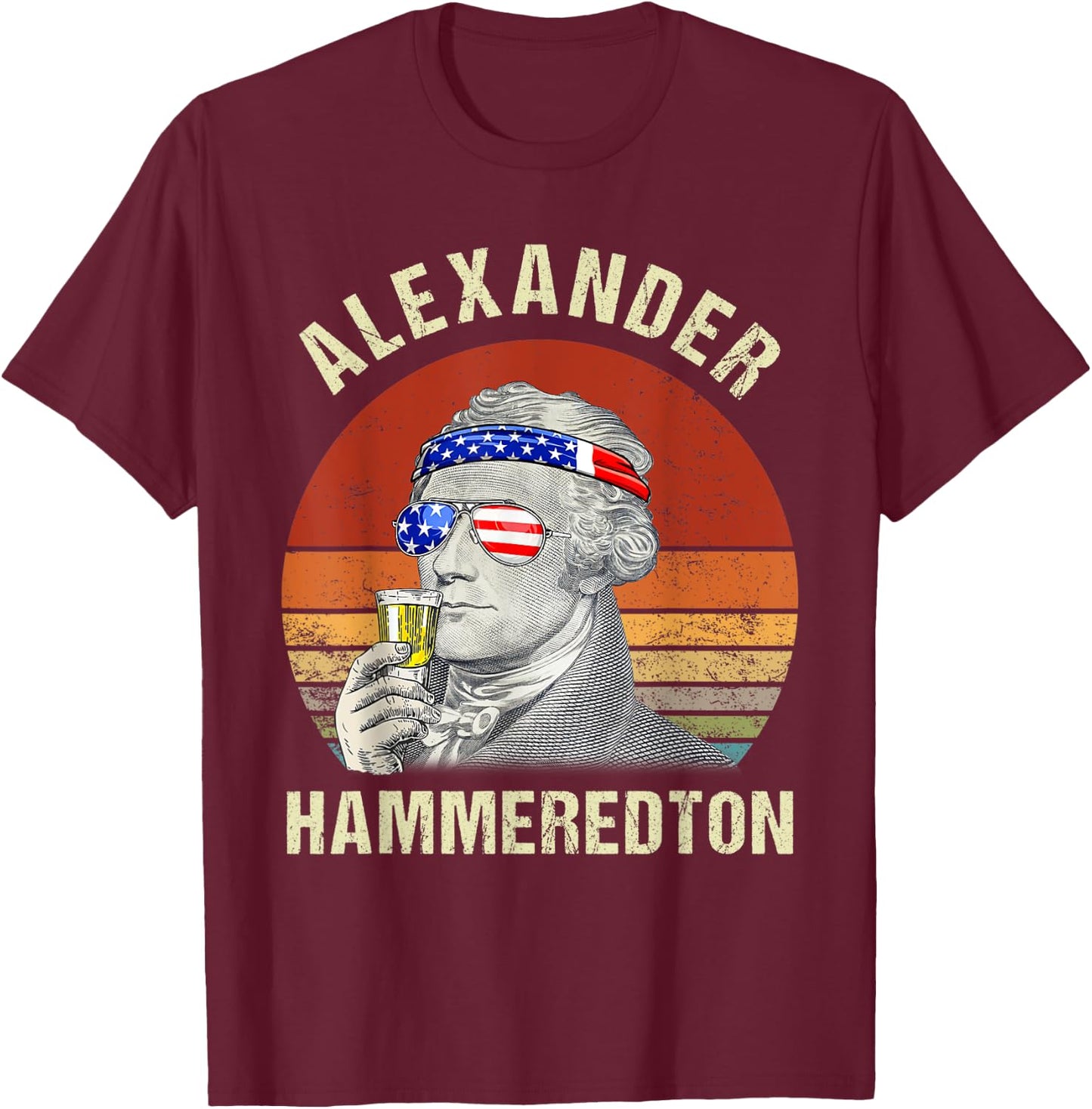 Vintage Alexander Hammeredton Hamiliton Patriotic July 4th Kids Men T-Shirt - T-Shirt | Maroon