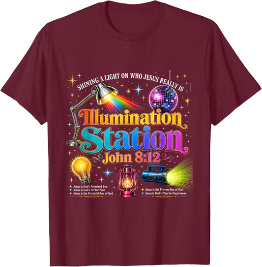 Illumination Station John 8 12 VBS Christian Gift T-Shirt - T-Shirt | Maroon
