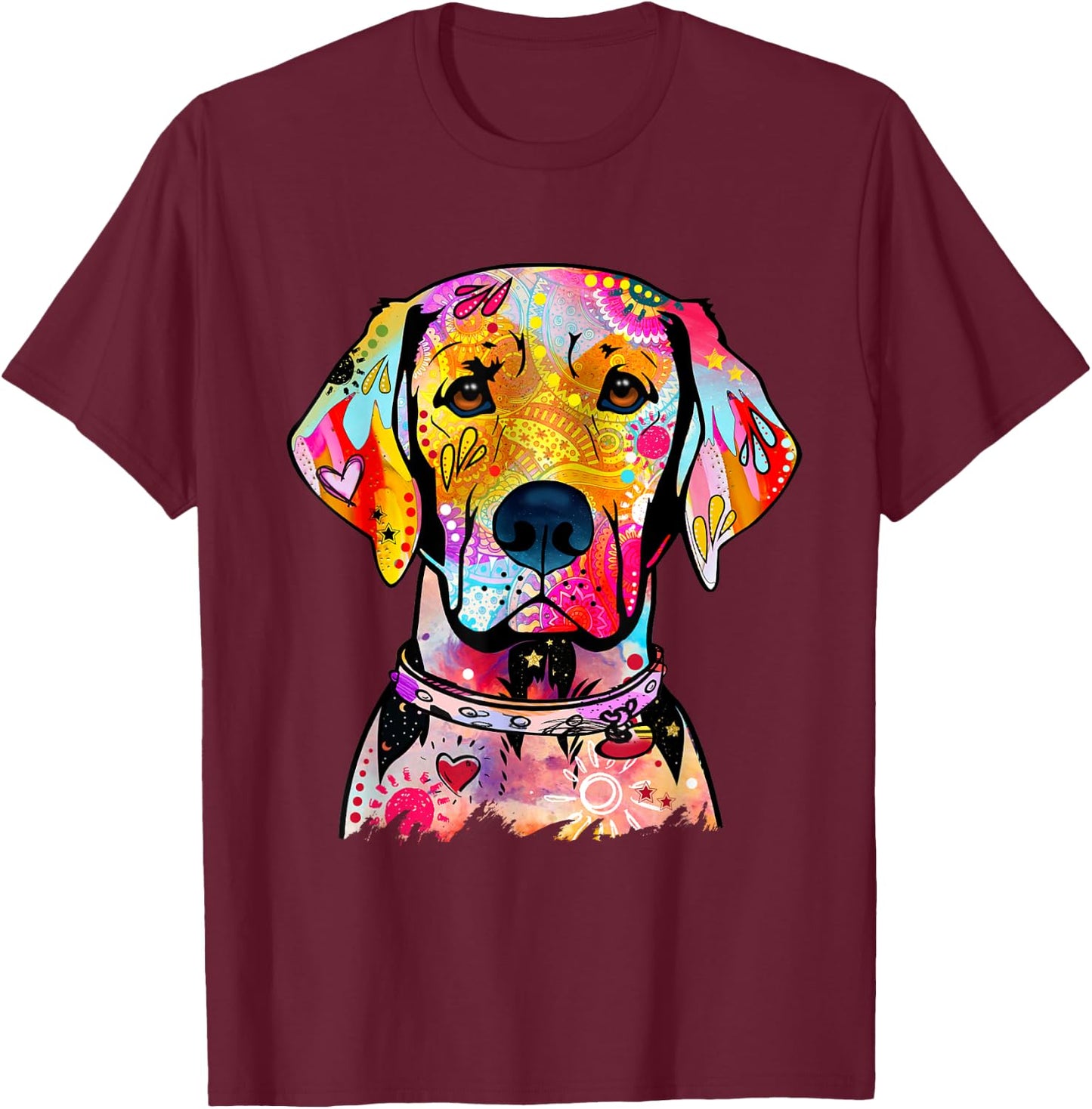 Abstract Labrador Retriever Portrait Lab Women Men T-Shirt - T-Shirt | Maroon