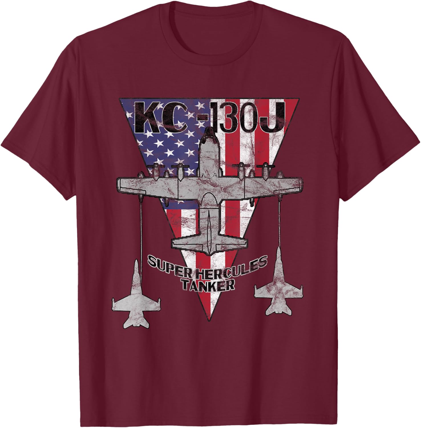 KC-130J Super Hercules Tanker Military Airplane Vintage T-Shirt - T-Shirt | Maroon