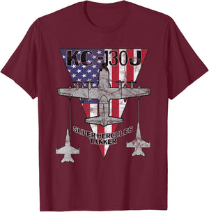 KC-130J Super Hercules Tanker Military Airplane Vintage T-Shirt - T-Shirt | Maroon