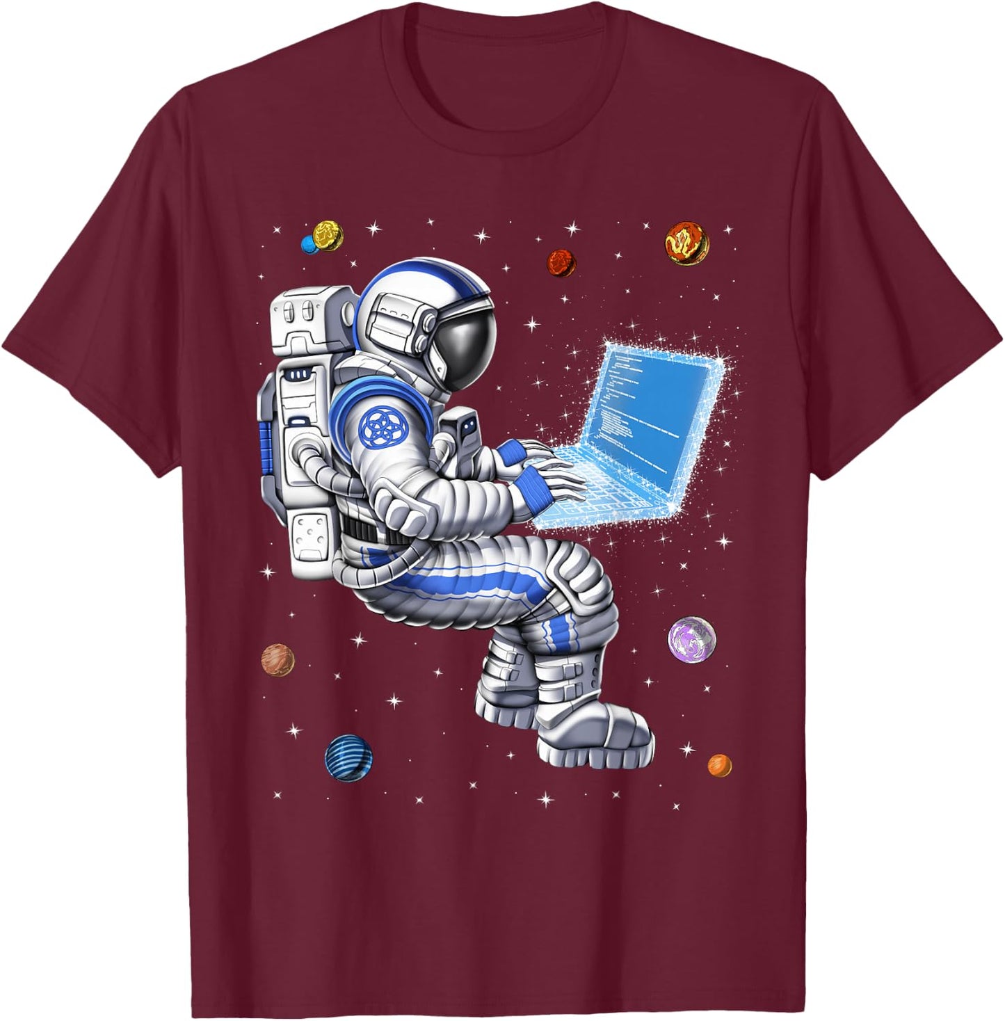 Astronaut Programmer Coding Software Developer Coder T-Shirt - T-Shirt | Maroon