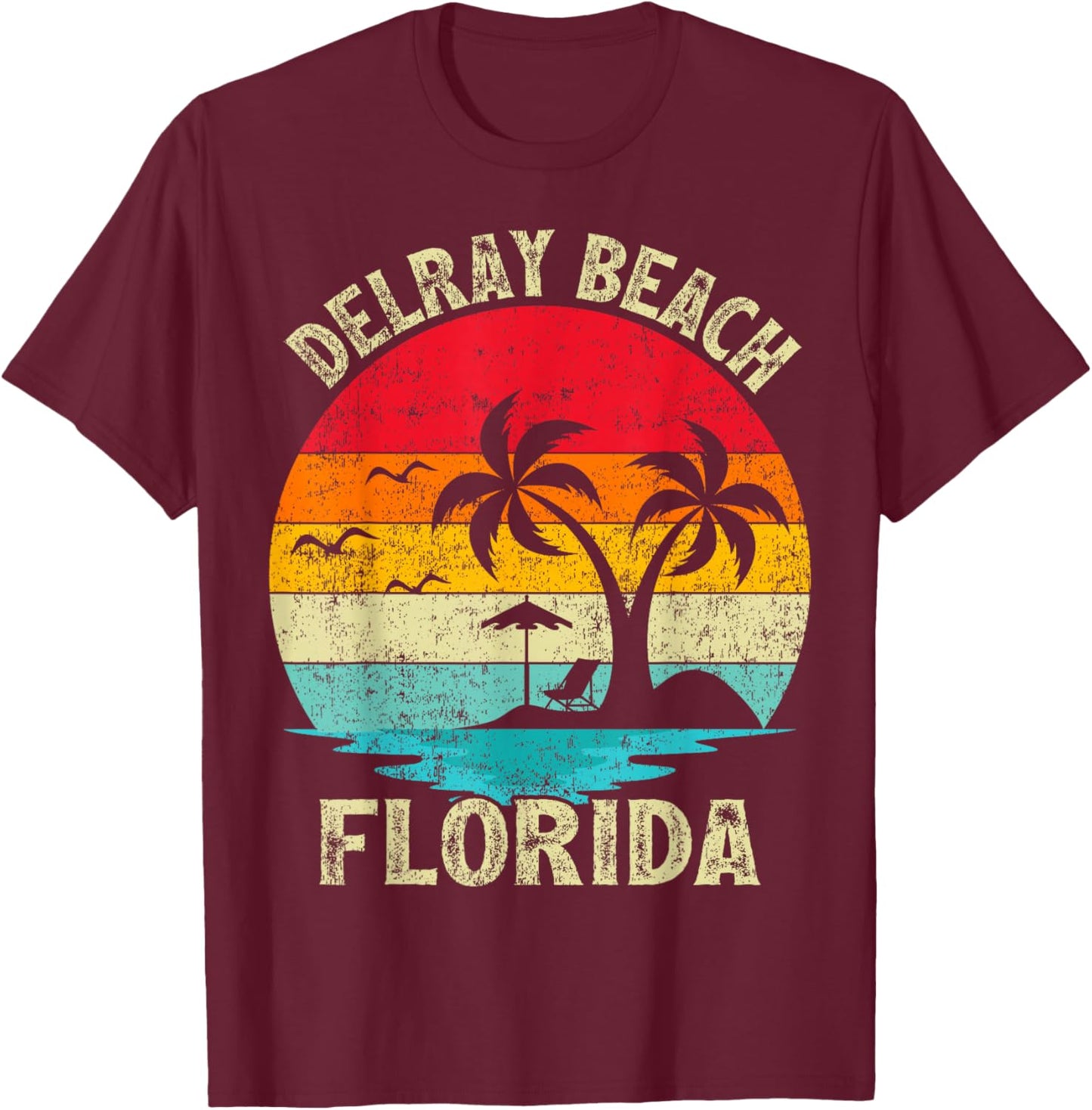 Family Vacation Vintage Retro Florida Delray Beach T-Shirt - T-Shirt | Maroon