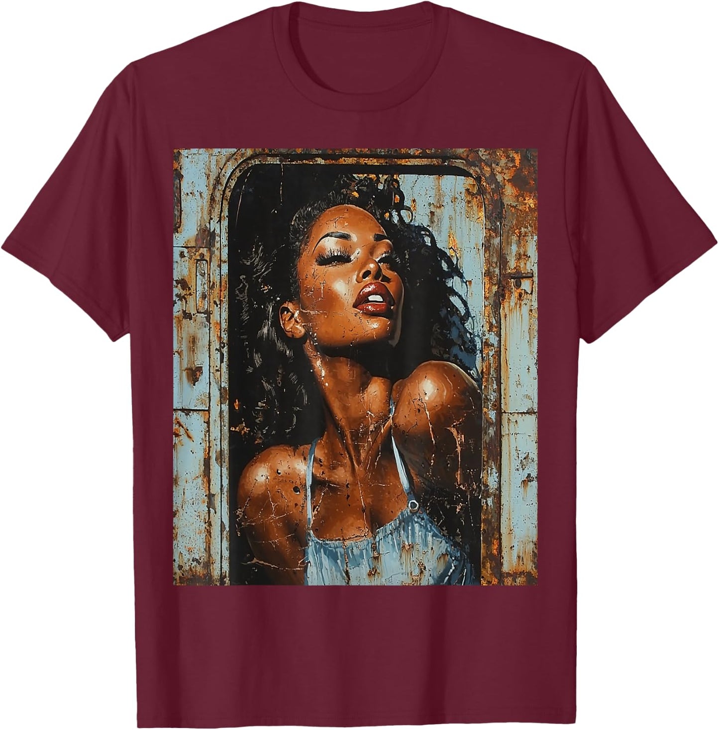 Beautiful Vintage Black Girl Woman Retro Pin Up Model Art T-Shirt - T-Shirt | Maroon