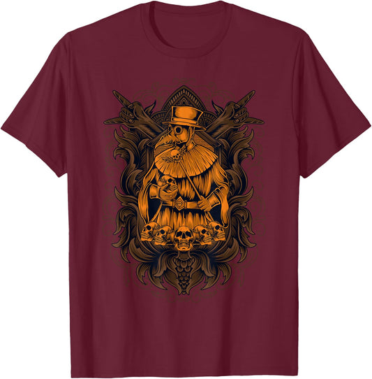 Steampunk Horror Vintage Tarot Pestilence Plague Doctor T-Shirt - T-Shirt | Maroon