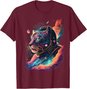 Astronaut Cougar Space Galaxy T-Shirt - T-Shirt | Maroon