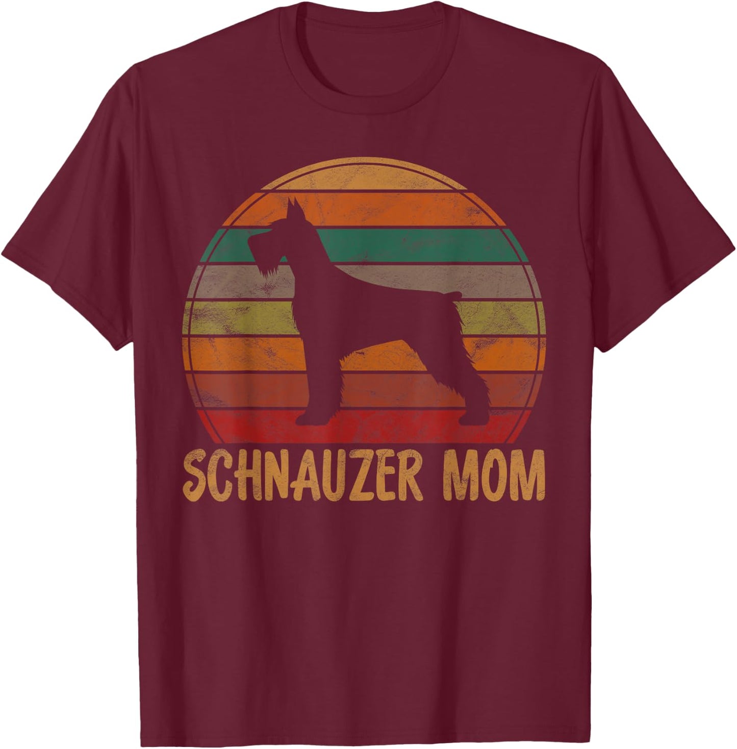 Retro Schnauzer Mom Gift Standard Giant Dog Mother Pet Mama T-Shirt - T-Shirt | Maroon
