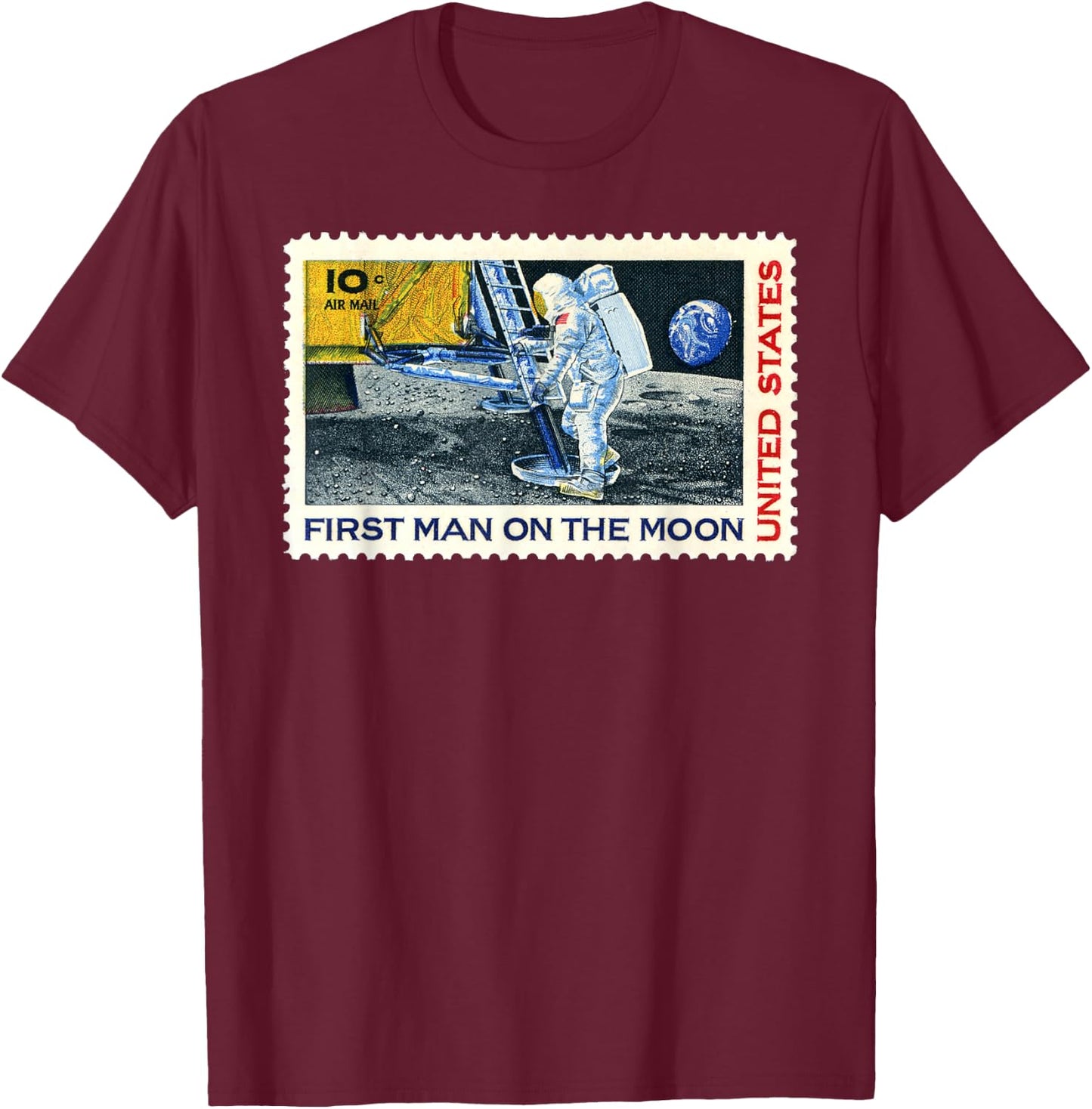 Retro Apollo 11 50th Anniversary Moon Landing T-Shirt - T-Shirt | Maroon