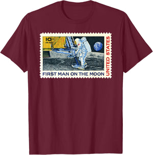 Retro Apollo 11 50th Anniversary Moon Landing T-Shirt - T-Shirt | Maroon