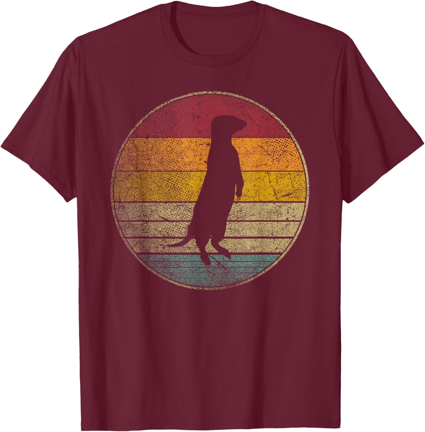 Meerkat - Retro Style Vintage Funny 80s 90s Men Women T-Shirt - T-Shirt | Maroon