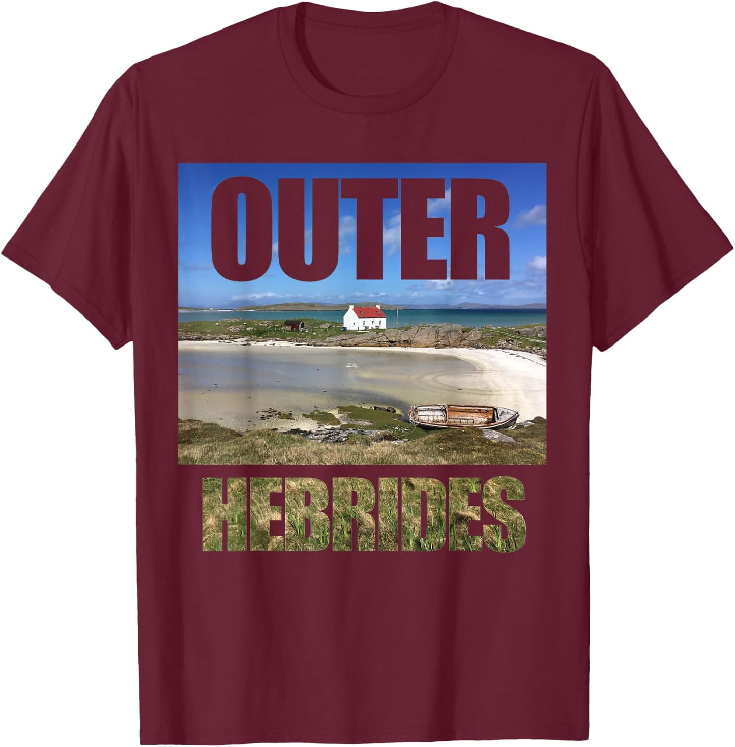 Outer Hebrides - Hebridean Way T-Shirt - T-Shirt | Maroon