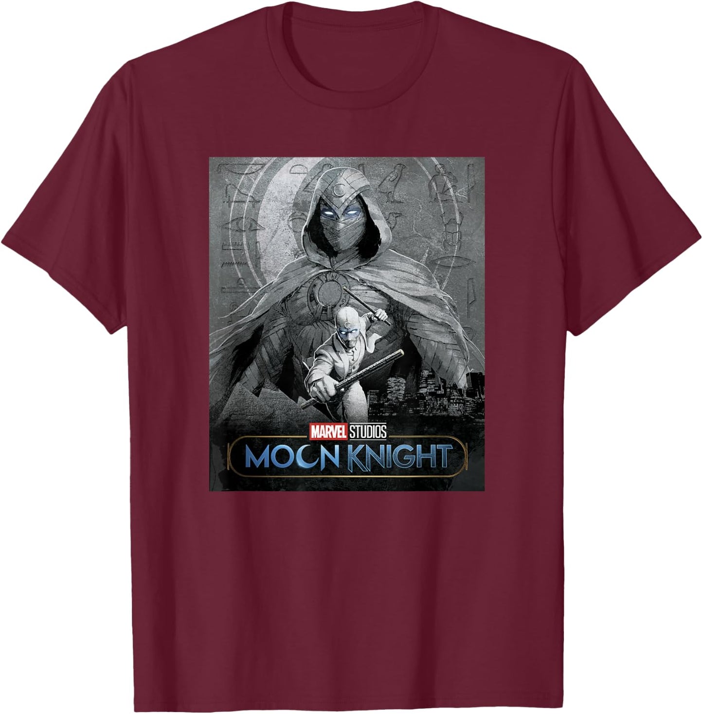 Marvel Moon Knight Glowing Eyes Logo Poster T-Shirt - T-Shirt | Maroon
