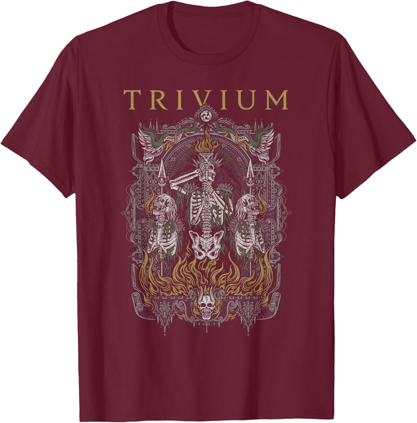 Trivium Skelly Frame T-Shirt - T-Shirt | Maroon
