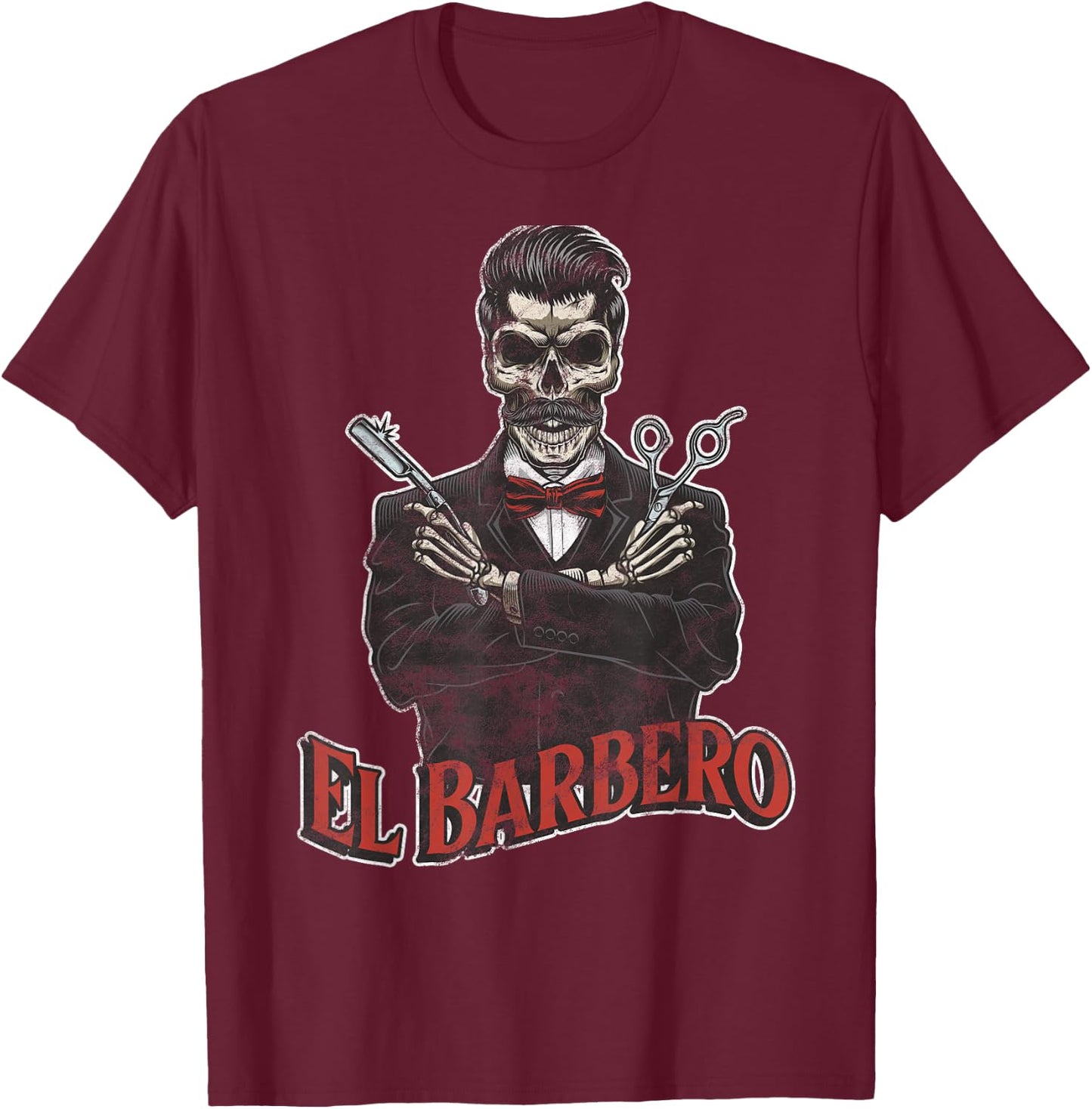 El Barbero Mexican Barber hairstylist barber shop giff T-Shirt - T-Shirt | Maroon