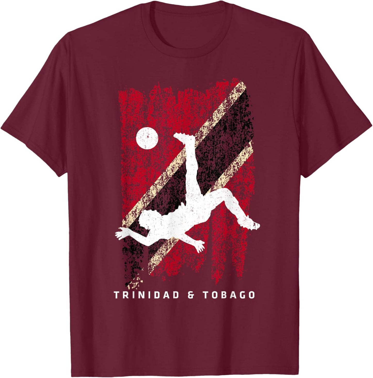 Trinidad & Tobago Flag Soccer Player Silhouette T-Shirt - T-Shirt | Maroon