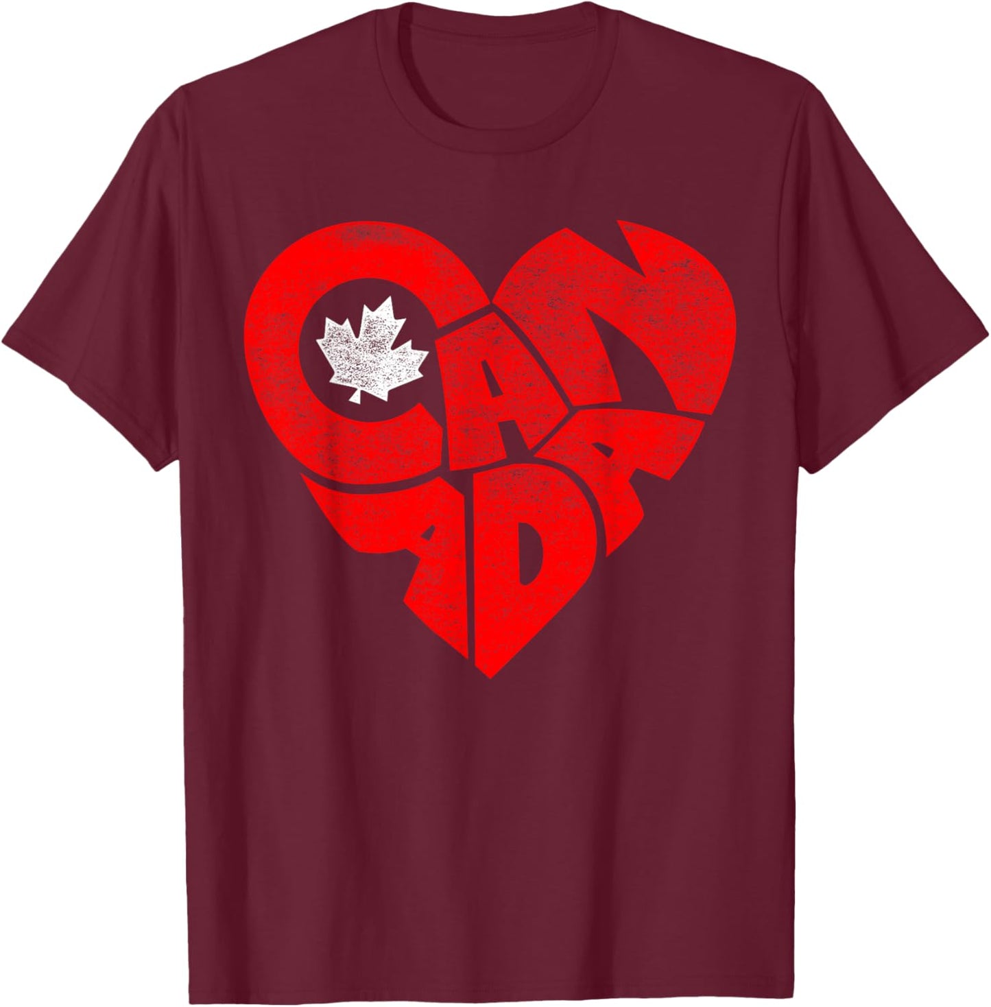 Canada Flag Heart Shirt Canadian Roots Americans Love Maple T-Shirt - T-Shirt | Maroon