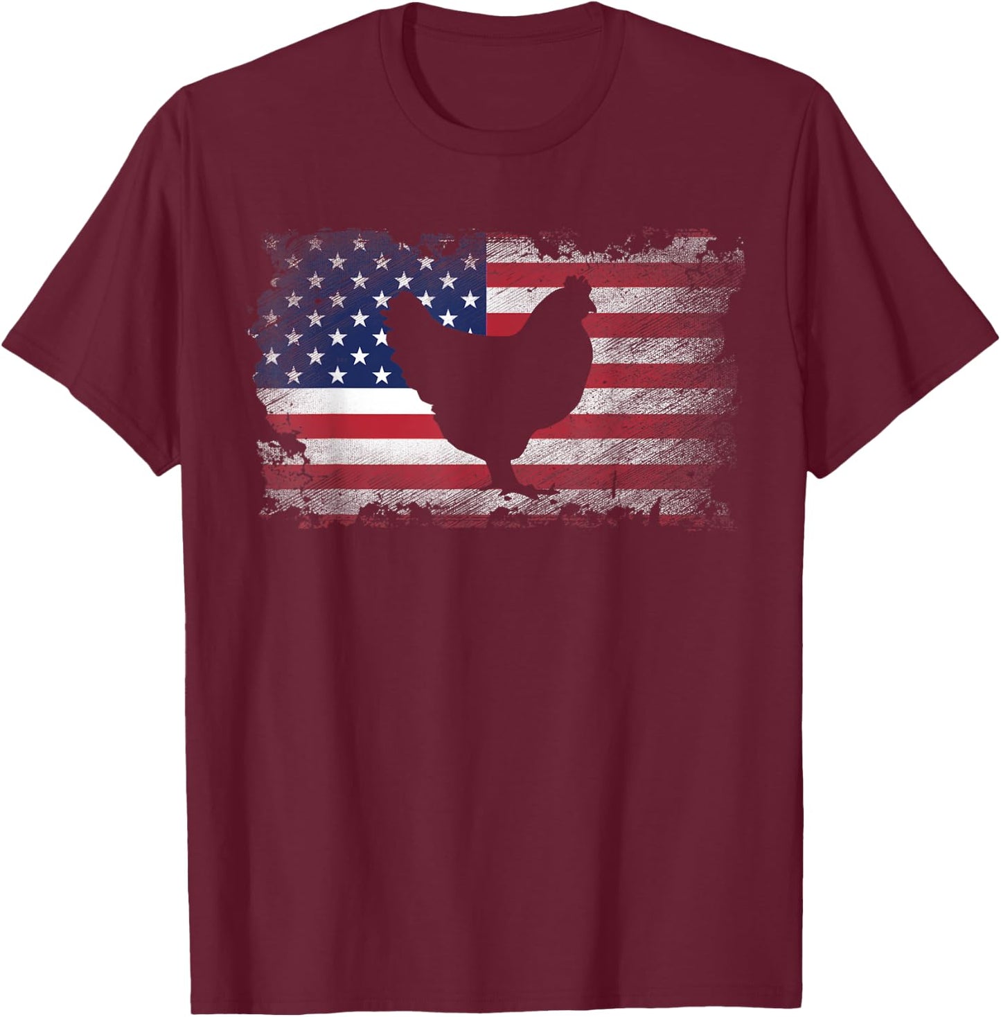 Patriotic Chicken American Flag Cool Chicken Lover Gift Women Kids Men T-Shirt - T-Shirt | Maroon