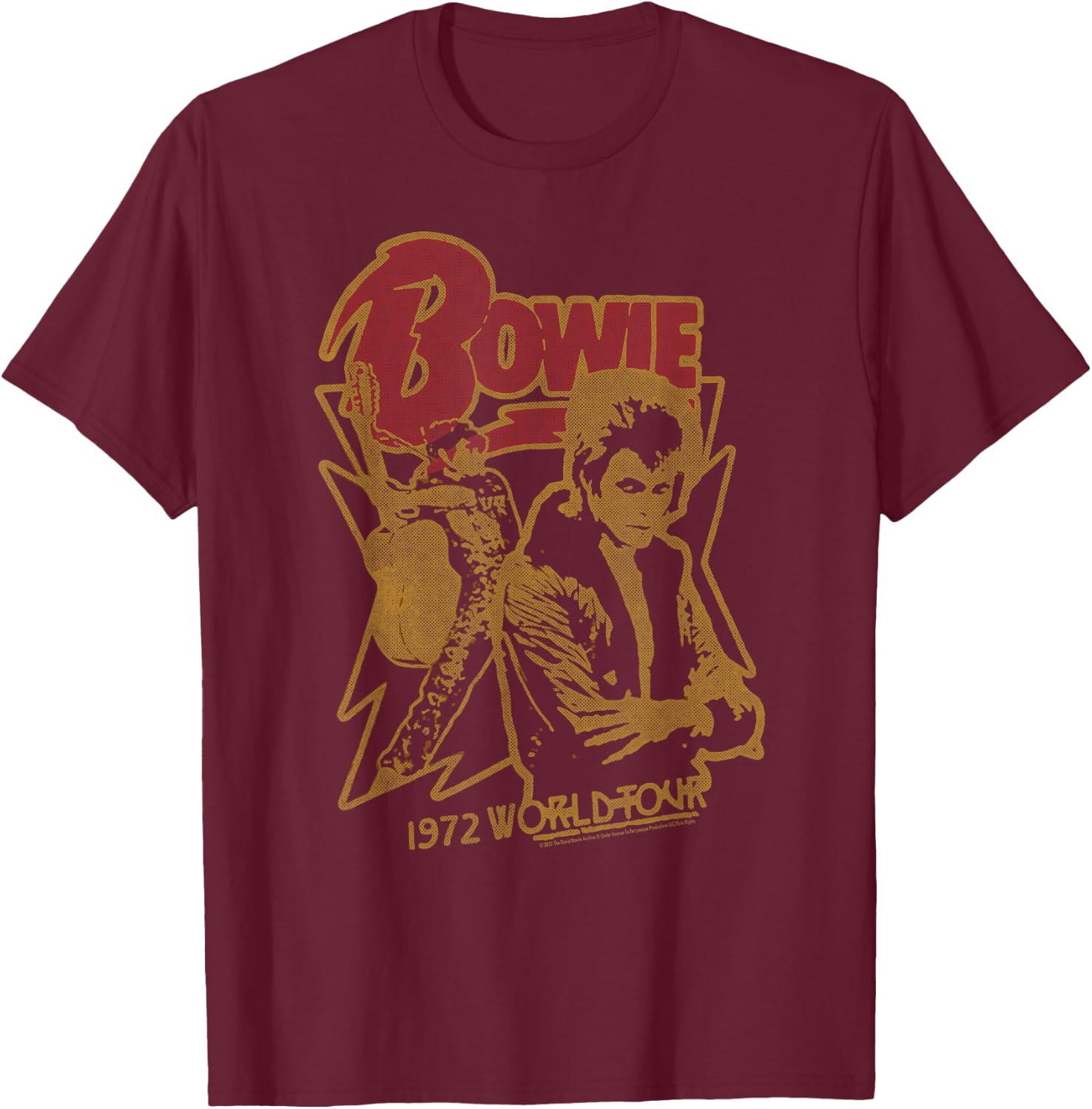 David Bowie - 1972 World Tour T-Shirt - T-Shirt | Maroon
